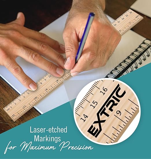 Rulers 12 Inch, Rulers Bulk for Classroom – Wooden Ruler for Kids 12 Pack Great for School, Classroom, Imperial and Metric Measurements for Office and Home
