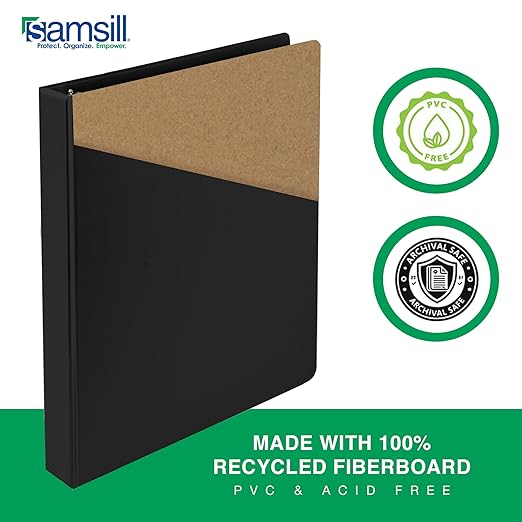 Samsill 0.5 Inch 3 Ring Binders, Economy Round Ring, Clear View Cover, 100 Sheet Capacity - for School, Home, Office - Black, 24 Pack
