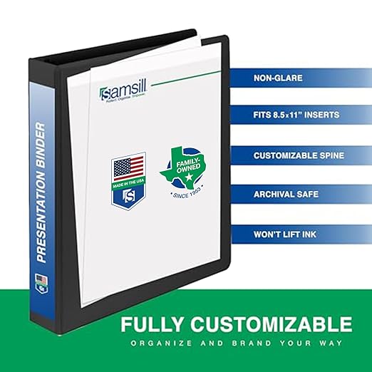 Samsill 2 Inch 3 Ring Binders, Economy Round Ring, Clear View Cover, 425 Sheet Capacity - for School, Home, Office - Black, 6 Pack