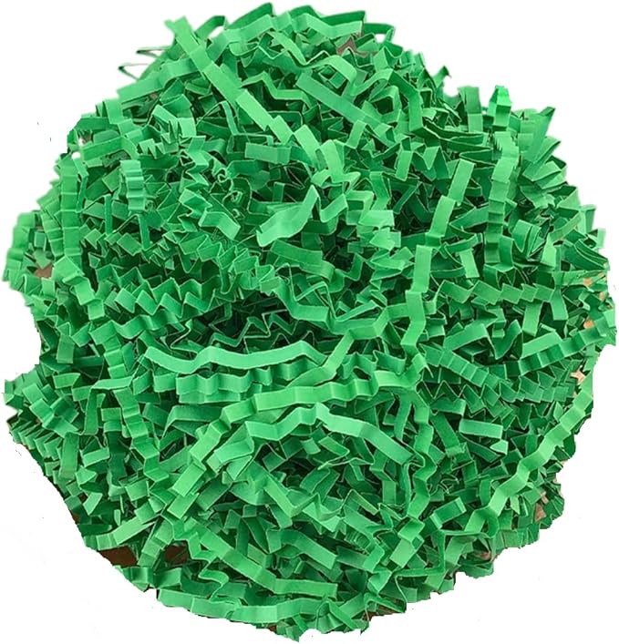 Ankelesz 50g Easter Raffia Grass Paper Shred for Gift Wrapping Basket and Gift Box Filling，Crinkle Cut Paper for Wrapping (Green)