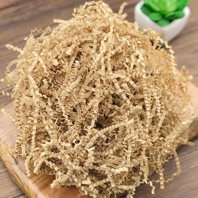 Ankelesz 50g Easter Raffia Grass Paper Shred for Gift Wrapping Basket and Gift Box Filling，Crinkle Cut Paper for Wrapping (Kaqi)