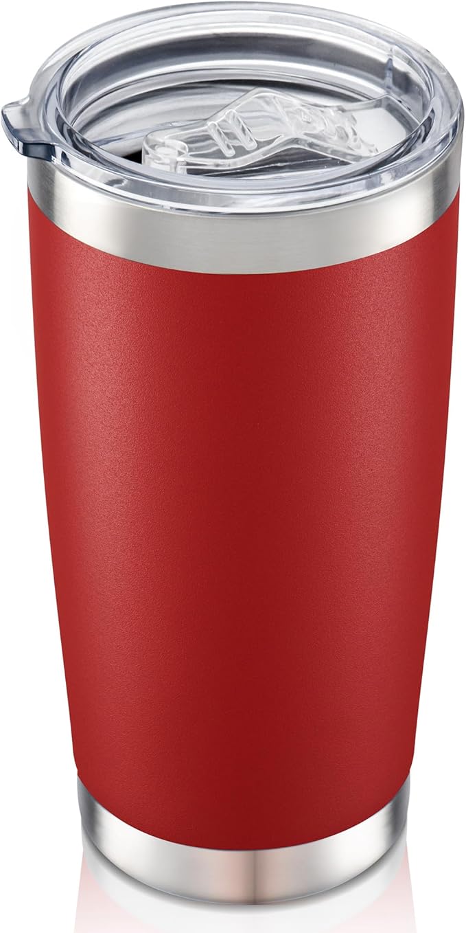 20 oz Tumbler with Lid Stainless Steel Insulated Tumblers Double Wall Vacuum Coffee Mug Powder Coated Tumbler Cups for Cold and Hot Drinks, Wine Red, 1 pack