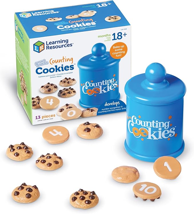 Learning Resources Smart Counting Cookies - Chocolate Chip Play Food, Preschool Activities, Toddler Sensory Toy, Play Kitchen Accessories, Sorting and Stacking, Fine Motor Numbers , Math Games