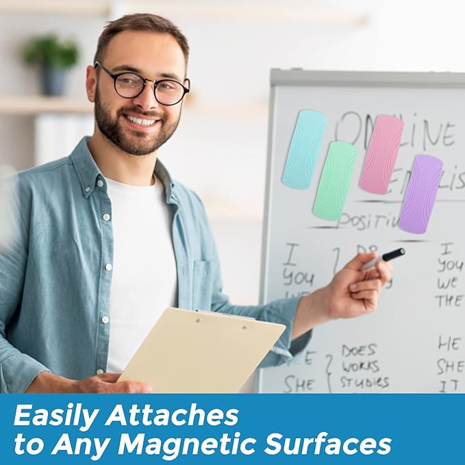 Ddaowanx Whiteboard Eraser, Magnetic Dry Erase Eraser, Glass Board Eraser,School and Office Supplies (4 Pack/4 Colors)