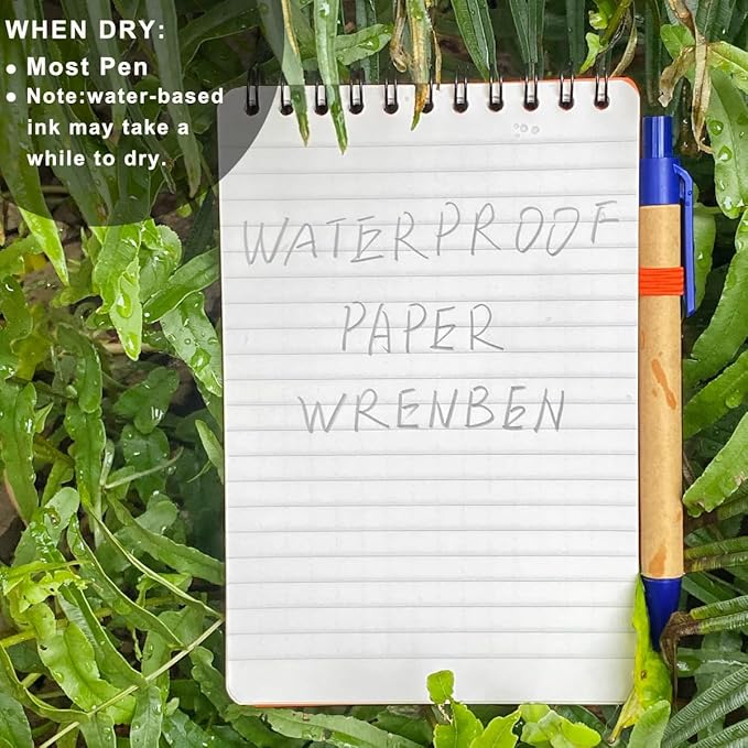 2PCS Weatherproof Top Spiral Notepads 4" x 6" Graph Pattern with Waterproof Paper and Hard Cover, All Weather Grid Notebooks A6 Steno Pads (Medium, Yellow)