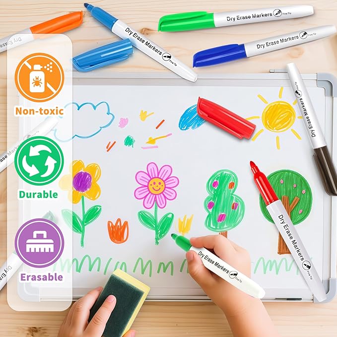 108 Count Bulk Dry Erase Markers, Fine Tip Whiteboard Markers, 12 Vibrant Colors, Back to School & Classroom Supplies for Teachers, Kids Bulk Set for Home Use