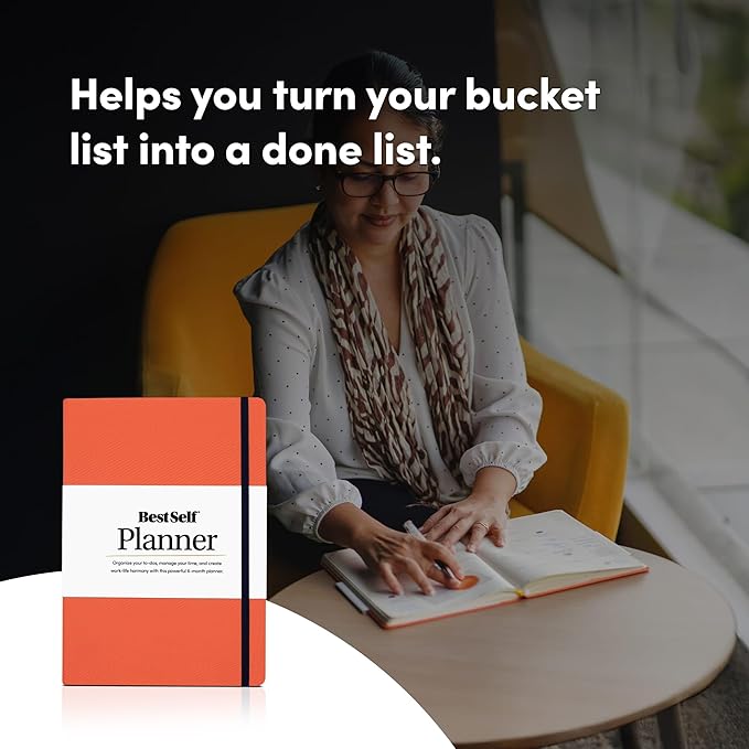 BestSelf Self Planner – 6-Month Undated Life Planner for Goal Setting, Time Management & Productivity – 7"x10" Navy Notebook