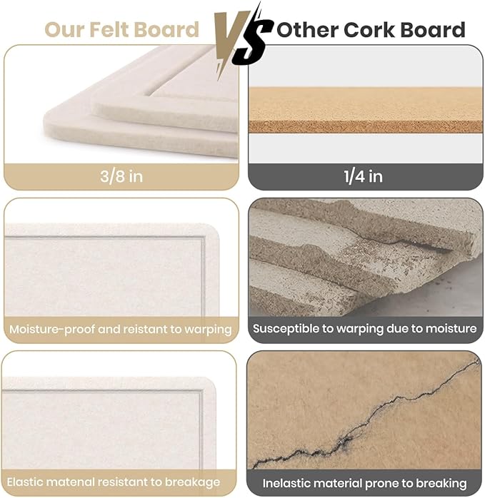 Extra Large Bulletin Board, 95 X 47 inches Cork Board with 30 Pushpin, 8' x 4' Felt Cork Board Notice Pin Board, Self-Adhesive Vision Board Mood Board Foldable Photo Board for Wall - Oatmeal