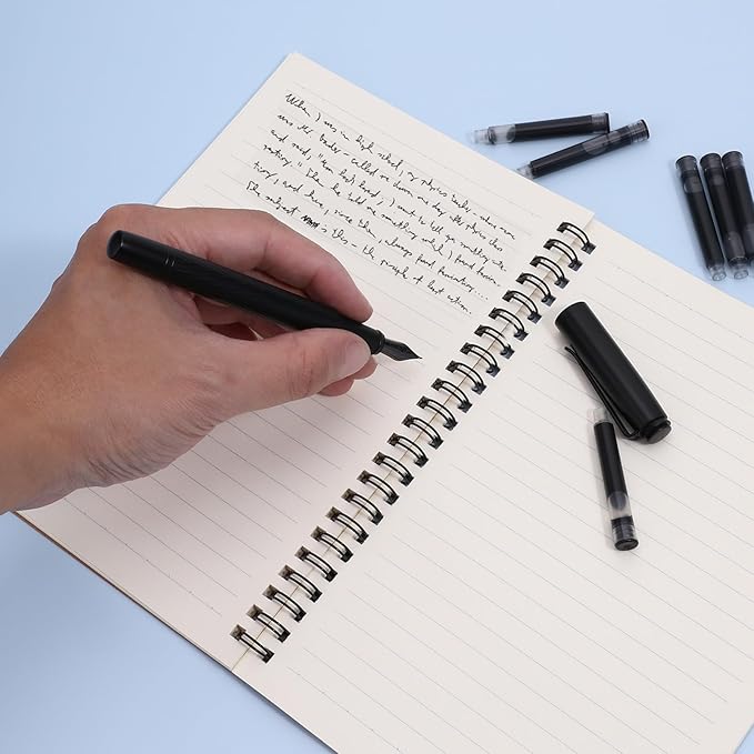 Amaxiu 50 Pcs Balck Fountain Pen Ink Cartridges, Fountain Pen Ink Refills Compatible with 3.4 mm Bore Diameter Calligraphy Pen Fountain Pen(3.4mm)