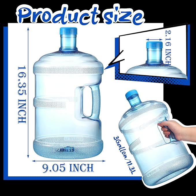 Bokon 2 Pieces gallon water jugs Round Plastic Water Bottle with Handle Screw Cap Reusable Large Capacity Bottle for Camping Outdoor Travel Gym Use