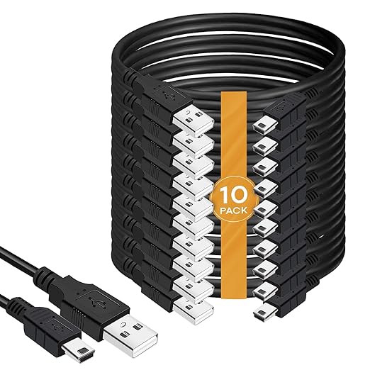 (10-Pack) Mini USB Cable for TI 84 Plus CE Calculator - USB Charge and Data Cord Compatible with Texas Instruments TI84 Plus CE, TI-84 Plus, TI 89 Titanium, TI Nspire CX Graphing Calculator (6-Feet)