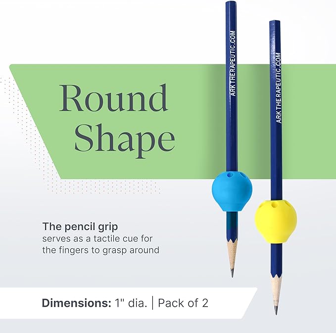 ARK Butter Pencil Grip, Web Space Opener for Proper Finger Positioning & Improved Handwriting, Pencil Grips for Kids, Occupational Therapy Tools, Black, 2-Pack