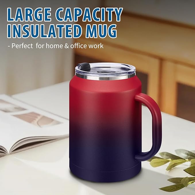 50oz Tumbler with Lid and Straw - Gulp, Protective Cup Mat, 50 oz Stainless Steel Coffee Mug for Travel Work, Double Wall Insulated Tumblers Metal Cups, Leak Proof Large Flask Jug Water Bottle