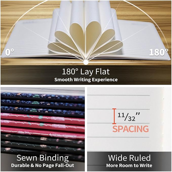 Sentudenl Stitched Composition Notebooks 2-Pack with Unique Art Designed Cover , A5 Lined Diary (8.2"L*5.5"W), Lay Flat Design, 80 Pages Office Workbooks, Thicked Paper Writes Smoothly for School and Office (Black Cats)