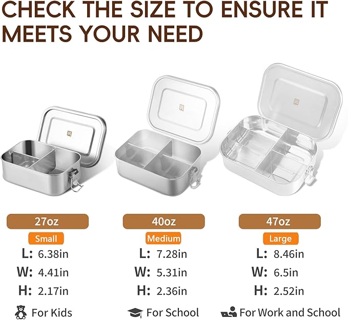 GOLDEN KEY 27oz Stainless Steel Bento Box for Kids with Leak-Proof Condiment Container and 3 Compartments, Lunch Box for Carrying Meals, Snacks, and Fruits, Freezable and Dishwasher Safe (Purple)