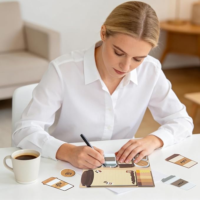 B1ykin Coffee Cup Sticky Notes Set - I Just Really Like Coffee Self-Stick Notes Pad, 550 Sheets Writing Memo Pages Sticky Notepad for Teacher Appreciation Gifts, School Office Party Favors (3Pcs)