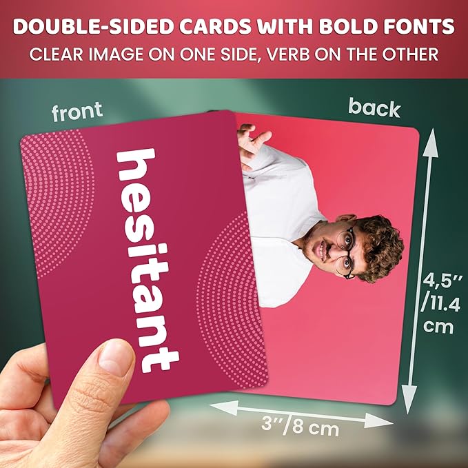 QUOKKA 104 Flash Cards for Kids and Adults - Real-Life Large Preschool Flash Cards for Speech Therapy, ABA Therapy, ESL Teaching, Early Childhood Education, Emotions Vocabulary Building Cards