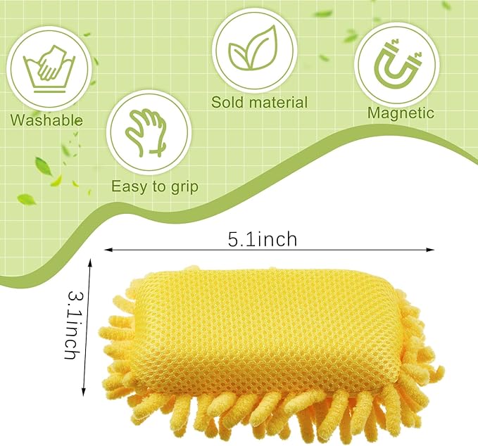 Zonon 4 Pieces Dry Erase Eraser Microfiber Shag Washable Whiteboard Eraser for Markers, Chalk, Home and Office (Green,Yellow,Gray)