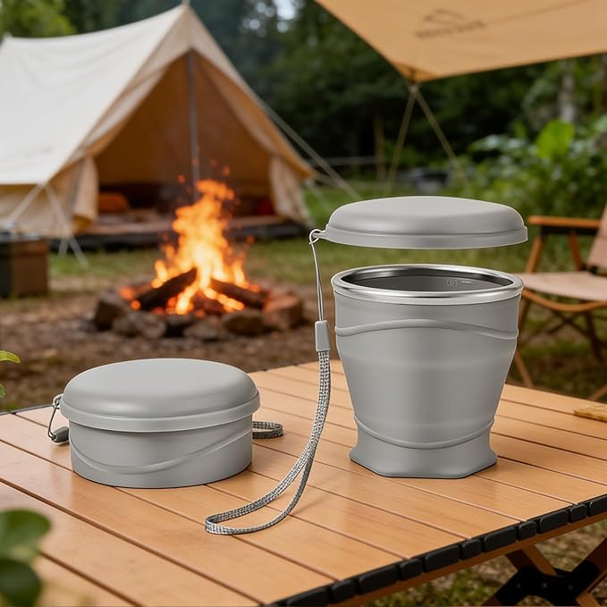 Foldable Cup - Silicone Portable Drinking Cups | Hot Coffee Mug,for Camping Backpacking Outdoors Travel Women Men Kids Family