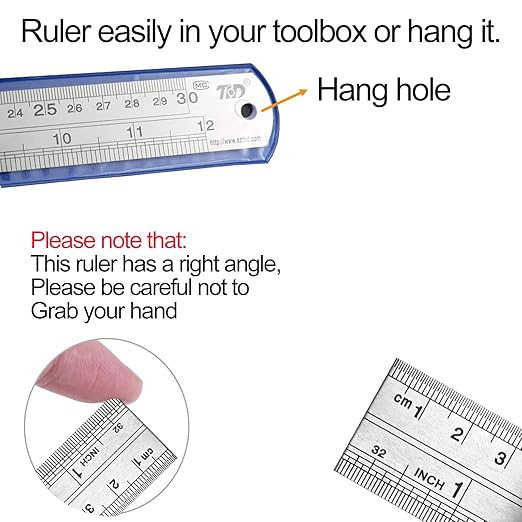 YouOKLight Metal Ruler Set, Stainless Steel 6 Inch and 12 Inch Rulers with Inches and Centimeters, Metric Precision Measuring Drawing Ruler, Silver