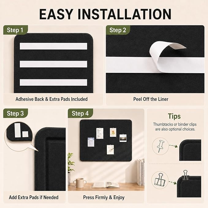 Felt Bulletin Board for Wall 72" x 48" Unfolded Size, Large Frameless Felt Pin Board, Soft Cork Board Alternative for Office, Home Planning, Notes, Photos & Wall Decor, Foldable Shipping, Easy Install