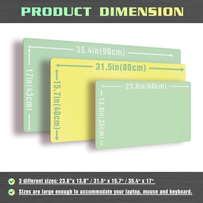 K KNODEL Desk Mat, Blotter, Dual-Sided Office Desk Pad, Waterproof Desk Mat for Desktop, Desk Blotters, PVC Leather Pad Protector (Sharp Green, 23.6" x 13.8")