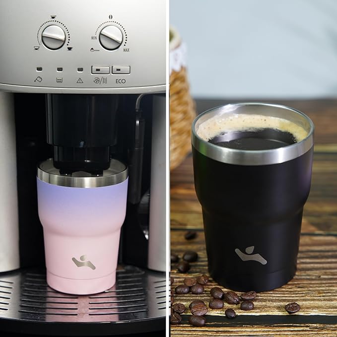 Konokyo 10 oz Tumbler with Handle and 2 Straw 2 Lid, Insulated Water Bottle Stainless Steel Vacuum Cup Reusable Travel Mug, Navy Blue