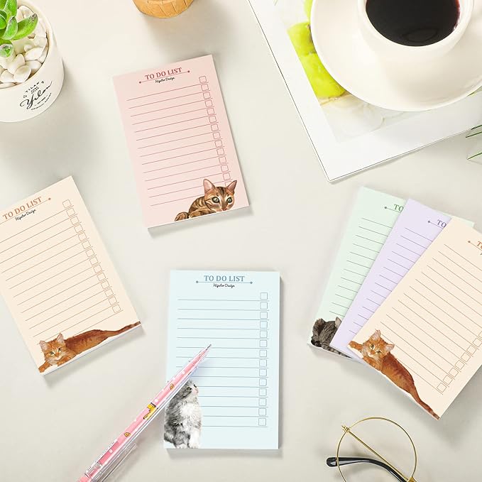 300 Sheets to Do List Notepad Daily Checklist Sticky Notes Cute Undated Memo Pad Color Block to Do Note Pad Weekly Plan Agenda and Organizer Planners for College(Cat Style,3.14 x 5.11 Inch)