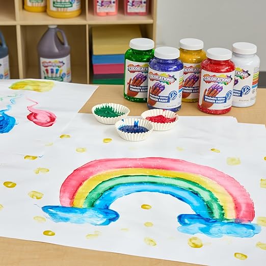 Colorations Paraben-Free Washable Glitter Finger Paint, Set of 5-16 oz.