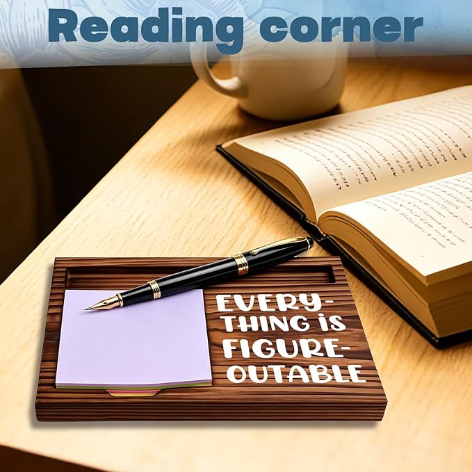 FOUGSTA Funny Office Gifts for Coworker, Gag Office Gifts for Coworker, Funny Desk Decor Gift for Coworker,Wooden Notepad Pen Holder With Funny Quotes,16.5 x 12 x 1.5 cm,XXN11