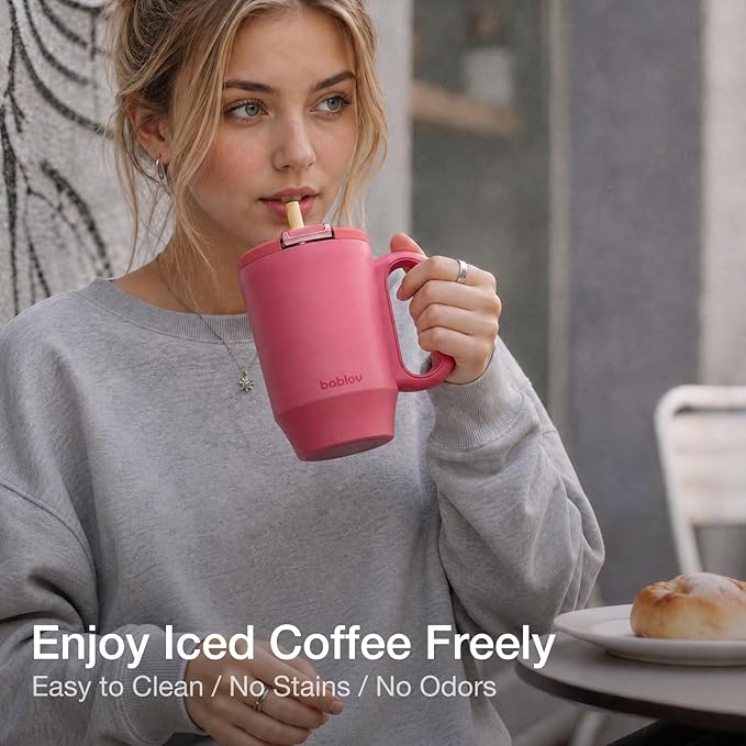 insulated tumblers for travling camping, 316L Stainless Steel Tumbler with Lid and Straw, 27 oz Coffee Tumbler with Handle for Tea, Cold Hot Beverages at Home Office or on the Go Travel Coffee Mugs