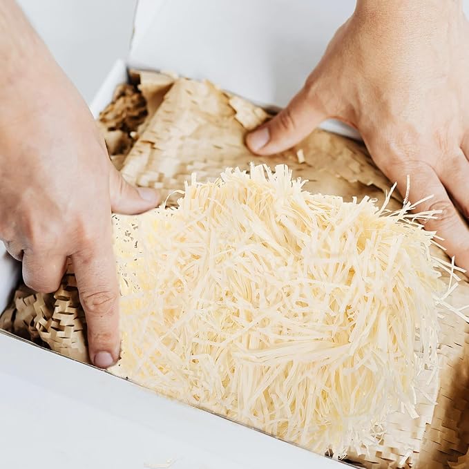 SOIMISS Raffia Grass Shredded Paper Filler 4pcs 100g Natural Ivory Box and Basket Packaging Filling for Wrapping Party Supplies