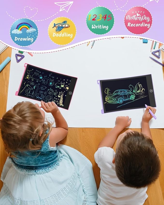 TECJOE LCD Writing Tablet, 8.5 Inch Colorful Drawing Board, Kids Travel Games Activity Learning Toys, Birthday Gifts for 3-8 Year Old Boys Girls Toddlers Preschooler