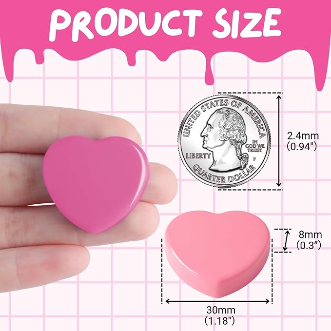 30PCS Heavy Duty Fridge Magnets - Small Cute Refrigerator Magnets for Whiteboard, Lockers & Kitchen, Cute Strong Magnets - Mini Decorative Magnet for Home, School, Office, Crafts, Locker (Pink)