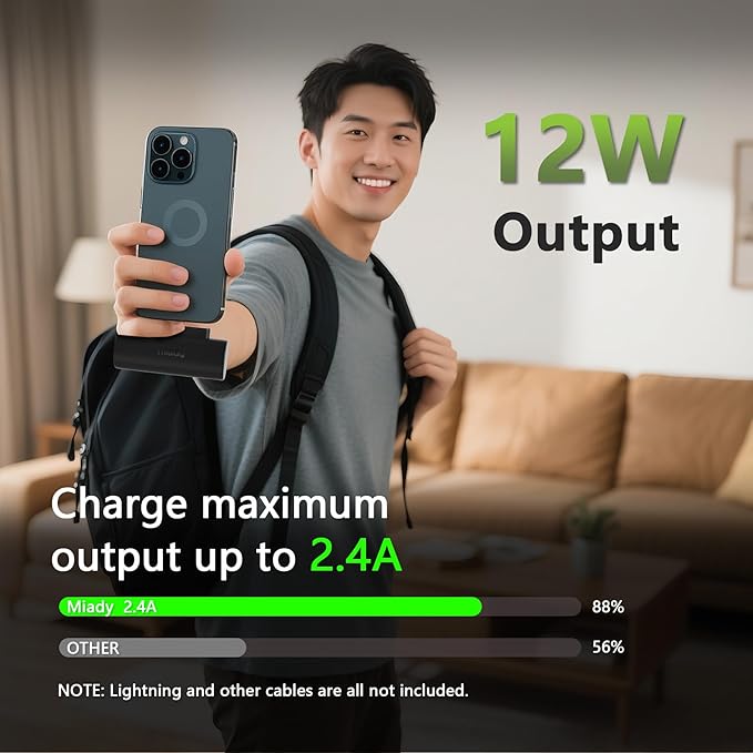 Miady 2-Pack 5000mAh Mini Portable Charger with Built-in Type C Connector, USB-C Output Charging Small Power Bank, Ultra-Compact Battery Pack Compatible with iPhone 17/16 Galaxy S24/S22 iPad (2 Black)
