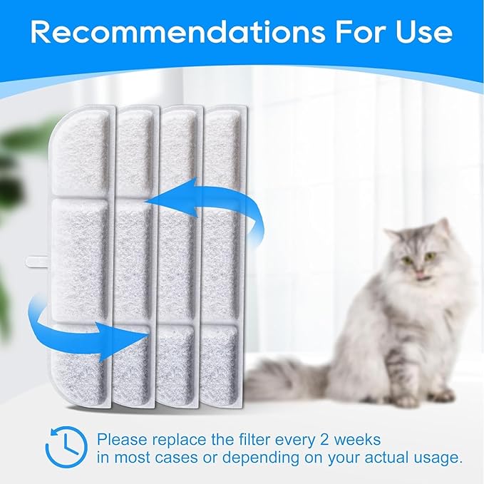 16 Packs Replacement Filters Compatible with DownyPaws Pet Wireless Cat Water Fountain 84oz/2.5L, Filter for Cat and Dogs Water Fountain DPWFP6(16 filter + 16 prefilter)