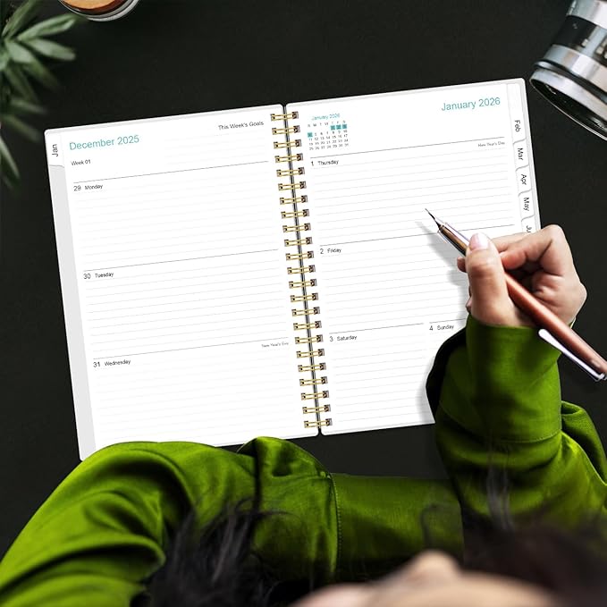 2026 Planner - Planner 2026 from January 2026 - December 2026, Weekly & Monthly Planner Spiral Bound with 12 Monthly Tabs, Inner Pocket, 6.4" x 8.5", Flower-D