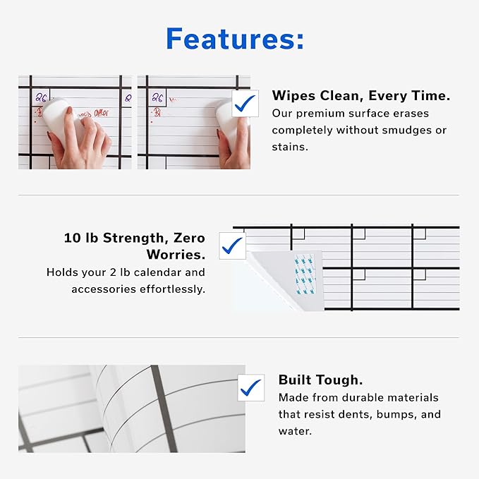 (2 PK) 3 Month Dry Erase Calendar for Wall 40x17, Family Office Large Reusable Big, Monthly Giant Dry Erase Planner, Rolled Whiteboard White Board, Classroom Calendar for Undated Wall Erasable