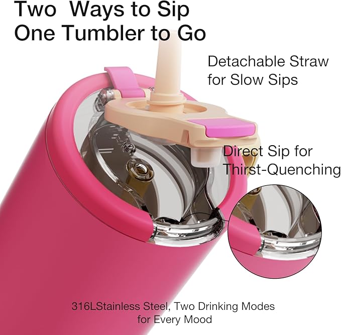 insulated tumblers for travling camping, 316L Stainless Steel Tumbler with Lid and Straw, 27 oz Coffee Tumbler with Handle for Tea, Cold Hot Beverages at Home Office or on the Go Travel Coffee Mugs
