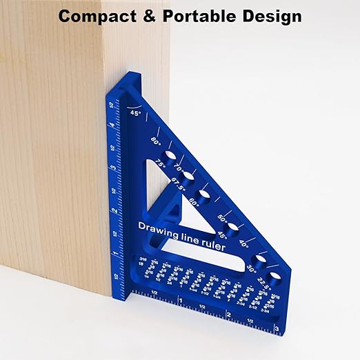 3D Multi-Angle Aluminum Alloy Woodworking Square Ruler, 22.5-90 Degree Protractor, High Precision Miter Triangle Ruler for Engineers, Carpenters, and Craftsmen