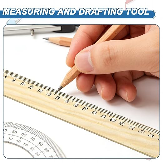 PATIKIL 8 Inch Wooden Rulers, 24Pcs Drafting Ruler Measuring Drafting Tools with Centimeters for Office Home Teacher Drawing Supplies, Wood