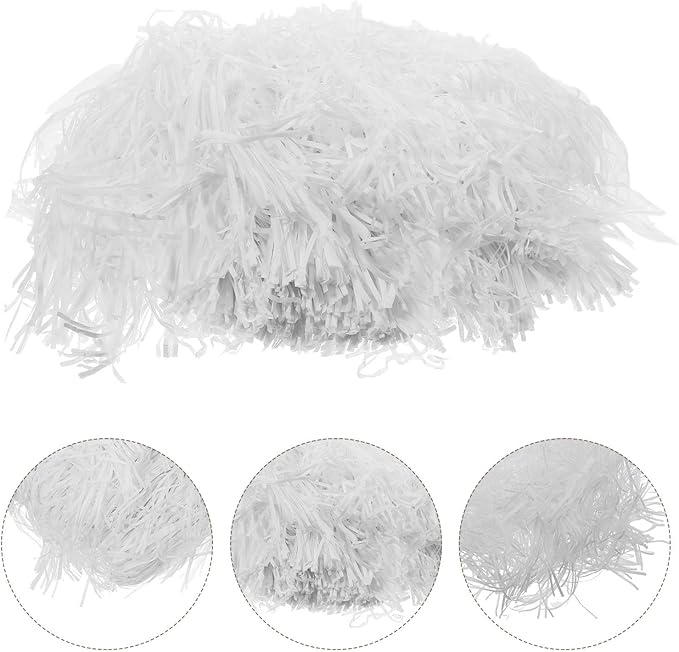 Angoily White Raffia Crinkle Paper Shredded Filler 500g, Basket Filler and Packing Box Shredding Filling for Box Decoration and Packaging Supplies
