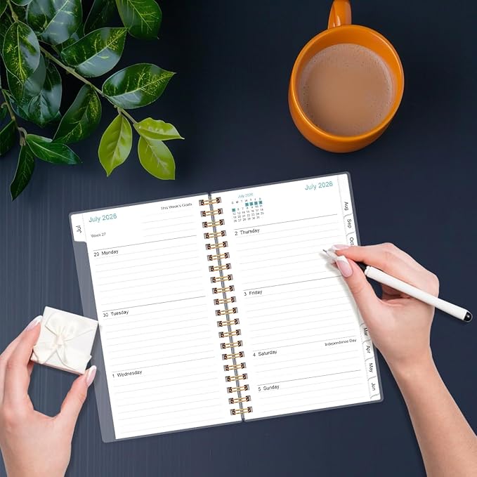 2026-2027 Pocket Planner/Calendar - 2026-2027 Planner from July 2026 - June 2027, Planner 26-27 with 12 Tabs, Twin-Wire Binding, Inner Pocket, 3.75" x 6.75", Flower-B