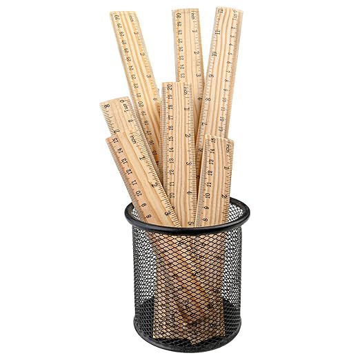 Wooden Ruler Set, 12 Inch (30cm), Pack of 3, Measuring Tools for Kids, Ruler in Inches and Centimeters