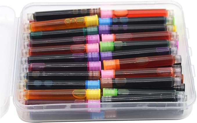35 Pieces Ink Cartridges for Fountain Pen with Storage Box, 3.4 mm Bore Diameter, Red