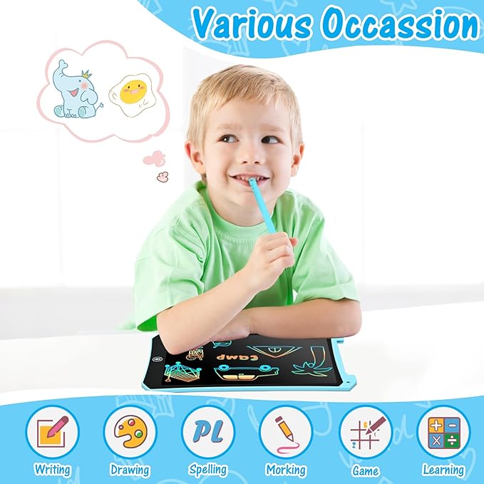 EooCoo Toddler Boy Toys, Kids Gifts, 10 Inch LCD Writing Tablet, Drawing Pad, No Mess Coloring Books for Kids, Travel Games, Gifts for Boys 4-6, Educational Toys for 3 4 5 6 7 Years Old Boys and Girls