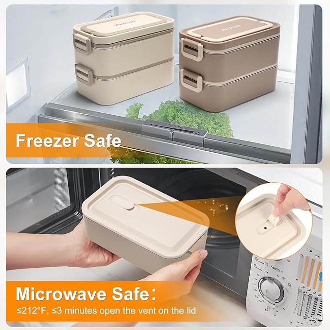 Stainless Steel Lunch Box for Kids and Adult, Two Layer 2 L Capacity Leak-Proof Bento Box for Kids, Lunch Containers for Women School Office with Stainless Steel Soup Bowl Spoon and Fork