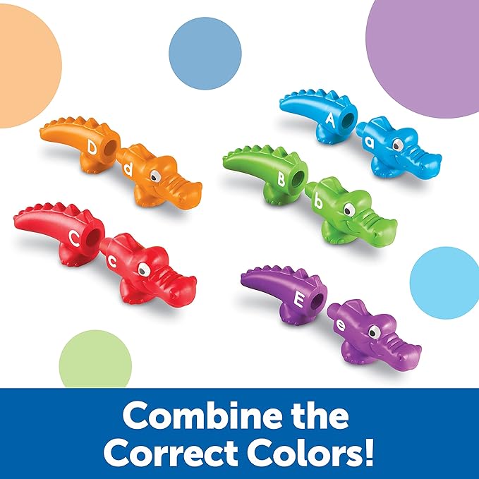 Learning Resources Snap-n-Learn Alphabet Alligators - Toddler Toys, Preschool ABC Activities, Fine Motor Skills, Alphabet Manipulatives, Phonetics and Reading, Sensory Gifts for Boys and Girls