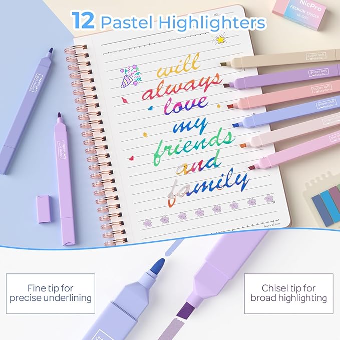 Nicpro 50PCS Cute Spiral Notebook Stationary Set For Women, Bible Journal Set, 3PCS A5 Spiral Notebook, Gel Pens, Sticky Notes & Tabs, Gift Box, Mechanical Pencils for Study Aesthetic School Supplies