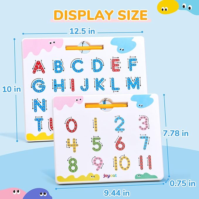 JoyCat Magnetic Letter and Number Tracing Board Set, Double Sided Alphabet & Numbers Board for Toddlers, ABC Uppercase & Lowercase Practice, Math Learning, Preschool Educational Gift Toys for Kids